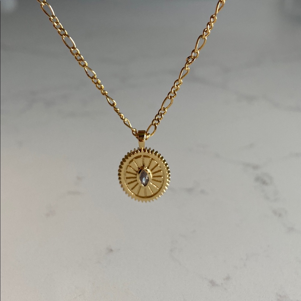 LVC Jewelry โข Yellow Gold Plated Necklace with Evil Eye Charm - Picture 1 of 11